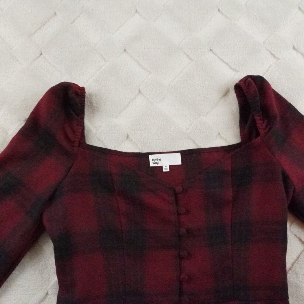 by the way. Cropped Top Womens Extra Small Plaid Red Black - Picture 4 of 11
